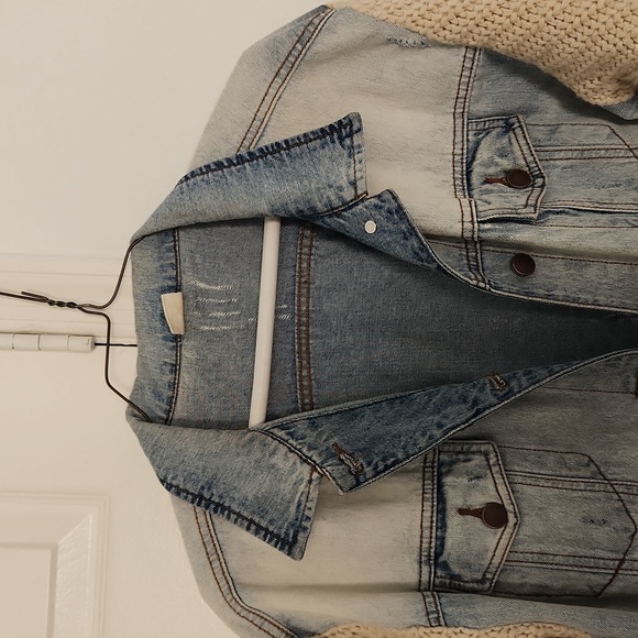 LIT2 Oversized Denim Jacket Sweater Sleeves Size Medium - Picture 3 of 11